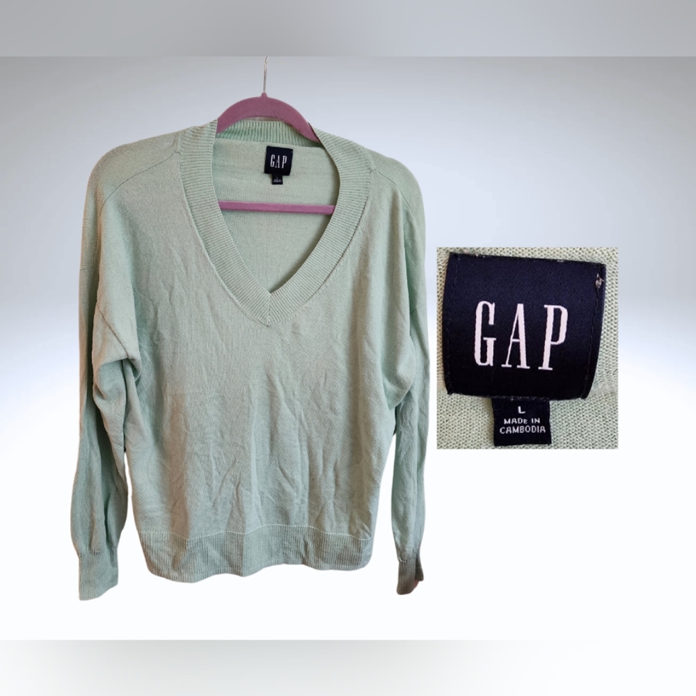 ☃️❄️☃️ Gap light green classic v-neck sweater, sz L ☃️❄️☃️